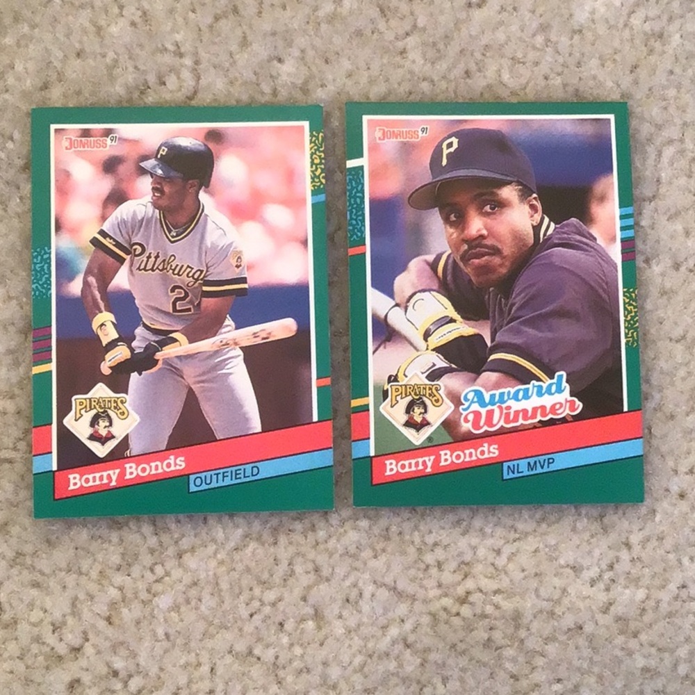 Vintage Barry Bonds Donruss ‘91 MLB Baseball Trading Cards, Set of 2 Error Cards - Picture 9 of 9